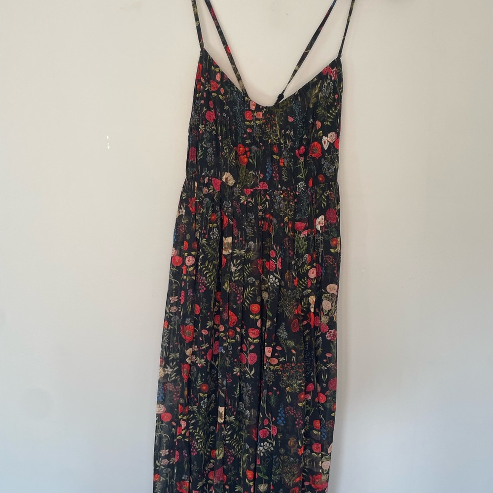 Anthropologie Floral Black Dress